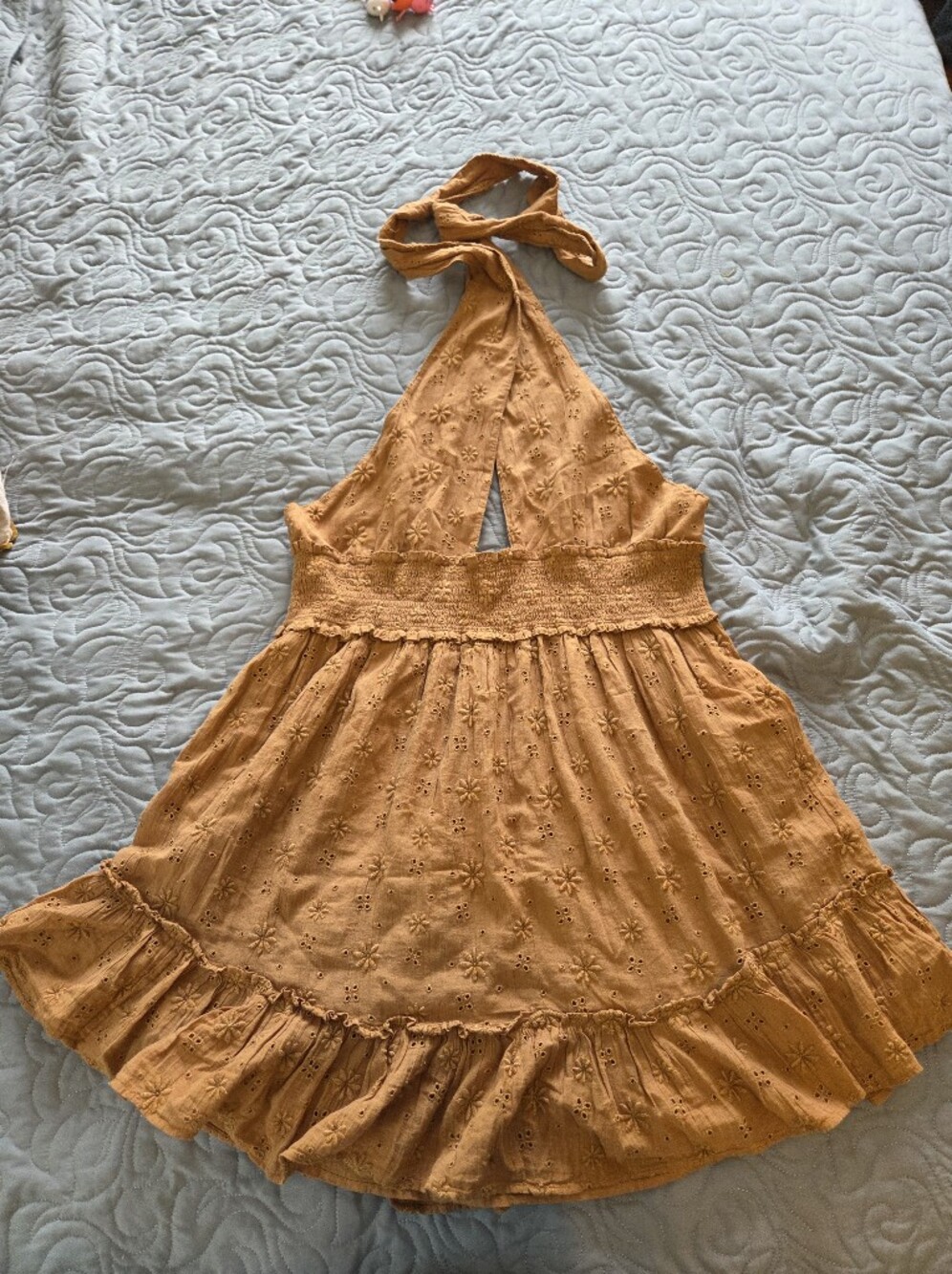 NWT Aerie Happy Everywhere Halter Eyelet Dress. Size XL. Brown.